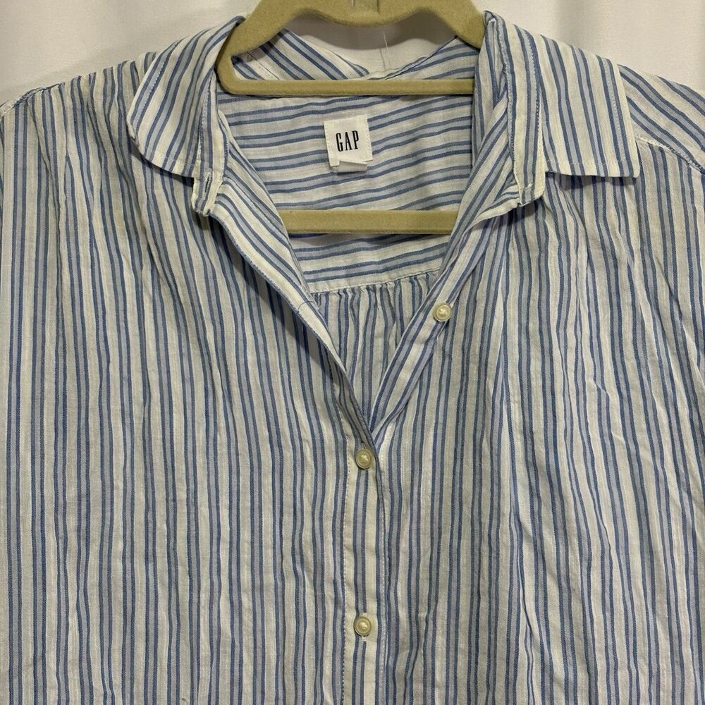 GAP Womens XS Top Bundle Short Sleeve Light Blue White Stripe + Gray Tank Henley - Picture 4 of 16